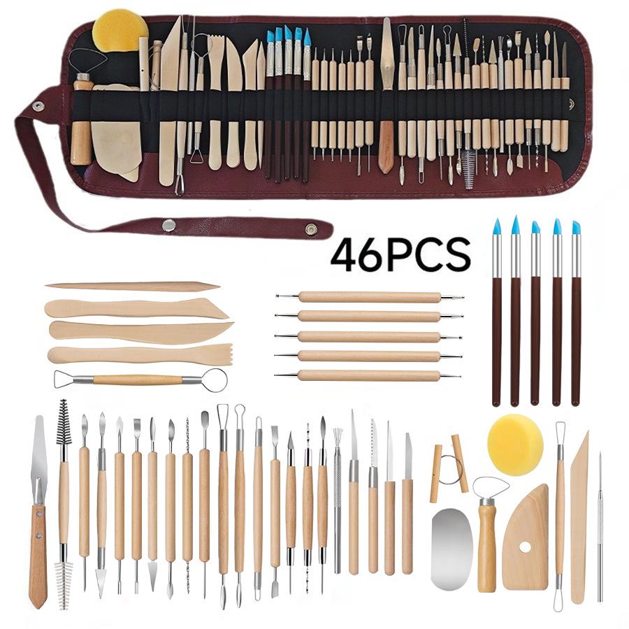 61/43/24-piece Clay Pottery and Sculpture Carving Tool Set for Soft Polymer Modeling