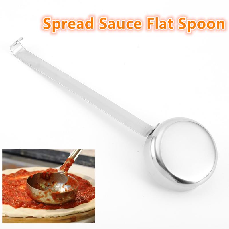 Pizza Sauce Spoon Baking Measuring Scoop Tomato Cups With Handle Kitchen Ladle For Serving Spread Cream Tool Long Metal Soup