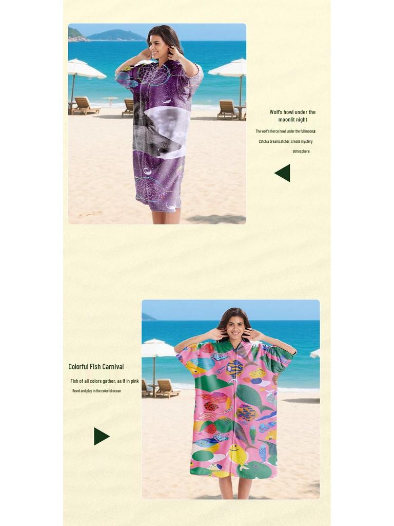 Poncho Accappatoio Unisex Asciugatura Rapida per Surf & Nuoto - Morbido Asciugamano da Spiaggia per Cambiarsi in Viaggio per Adulti