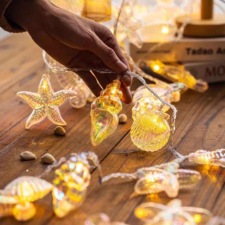 3M 20 LED Nautical Theme Ocean Beach String Lights Seahorse Sea Turtle Starfish Shell Fairy Light Christmas Garland Light