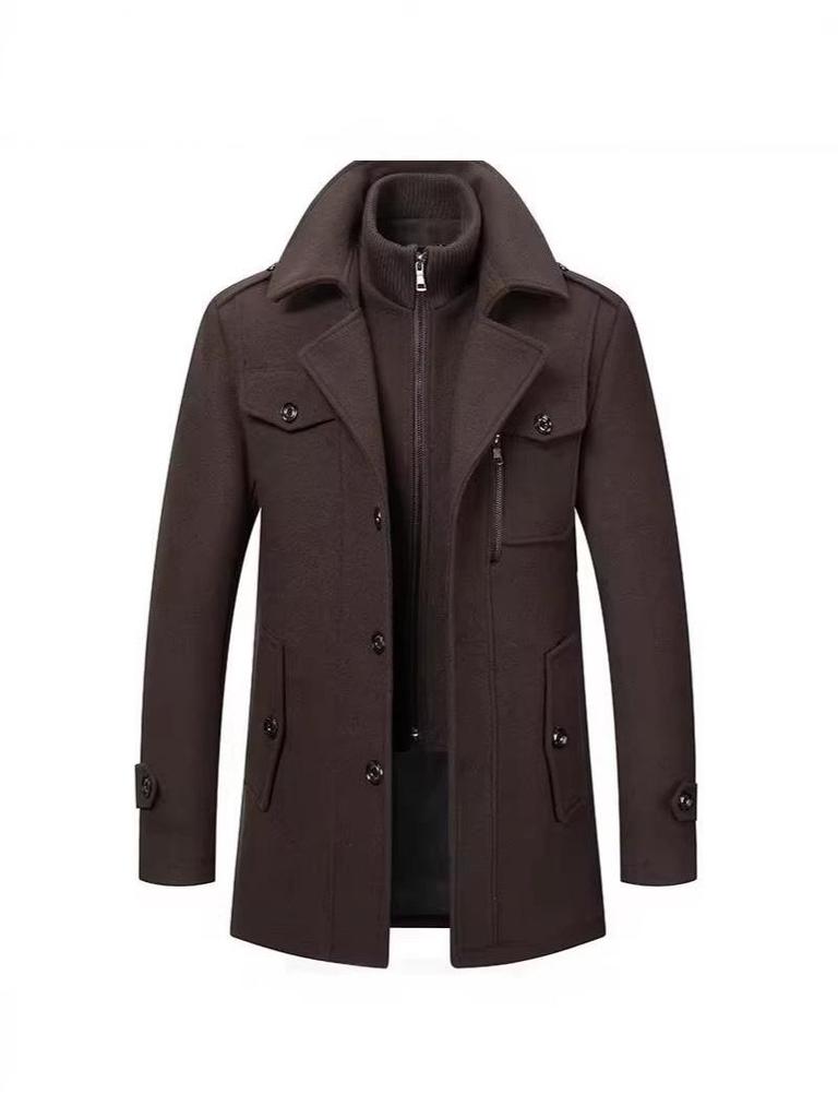 Men's Business Woolen Coat - Double Collar, Autumn/Winter Fashion Outerwear