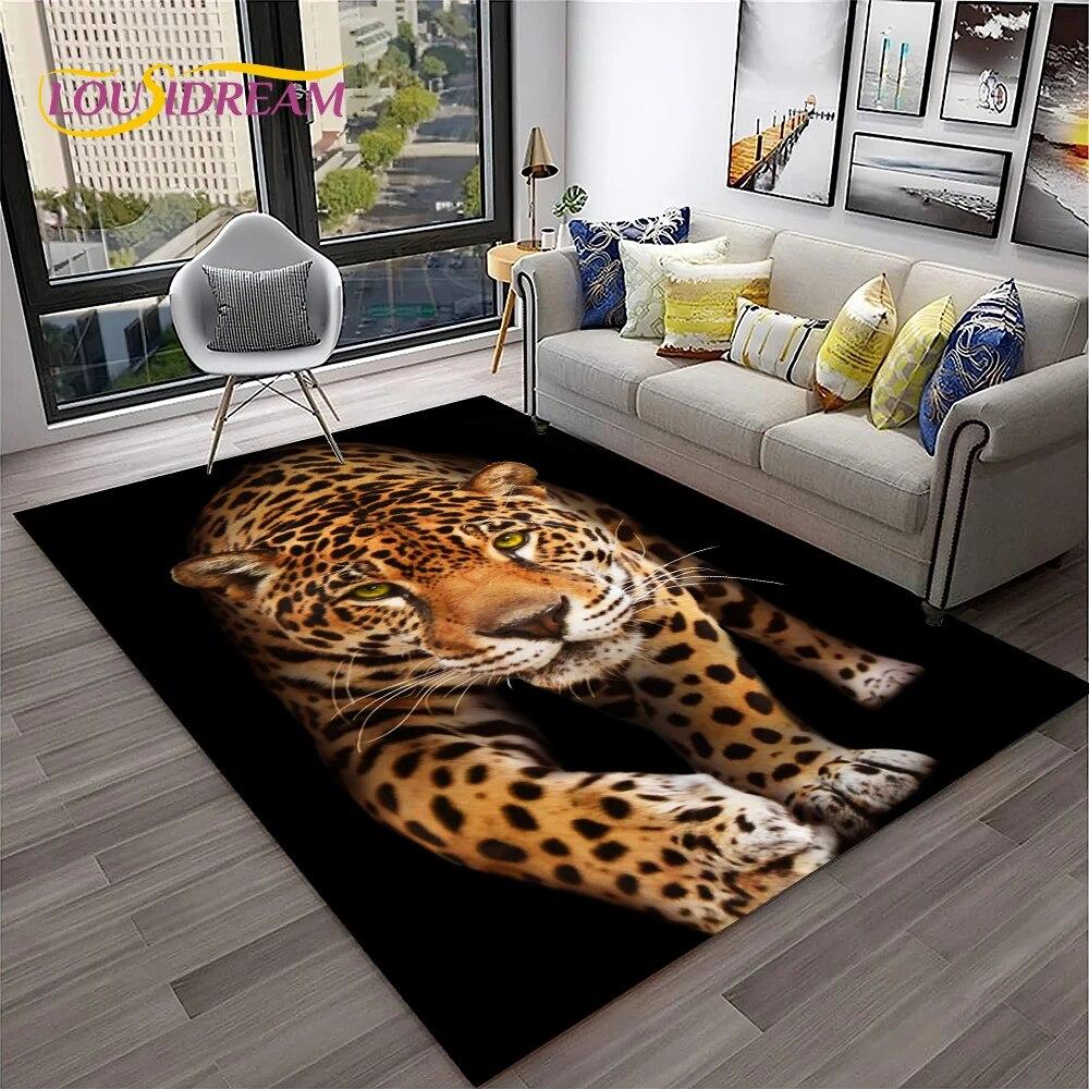 Beast Leopard Cheetah Cartoon Animal Carpet Rug for Home Living Room Bedroom Sofa Doormat Decor,kids Area Rug Non-slip Floor Mat