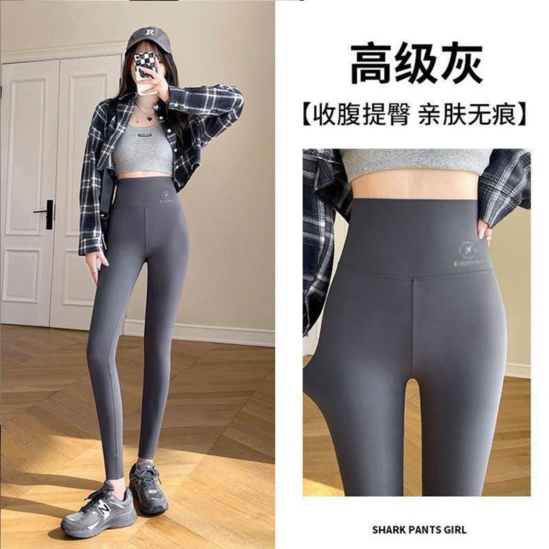 

Брюки акула женские осенне-зимние тонкие базовые с высокой талией, утягивающие живот и бедра, тонкие, для йоги, бархатные, бесшовные брюки Барби L (recommended 105-65kg)