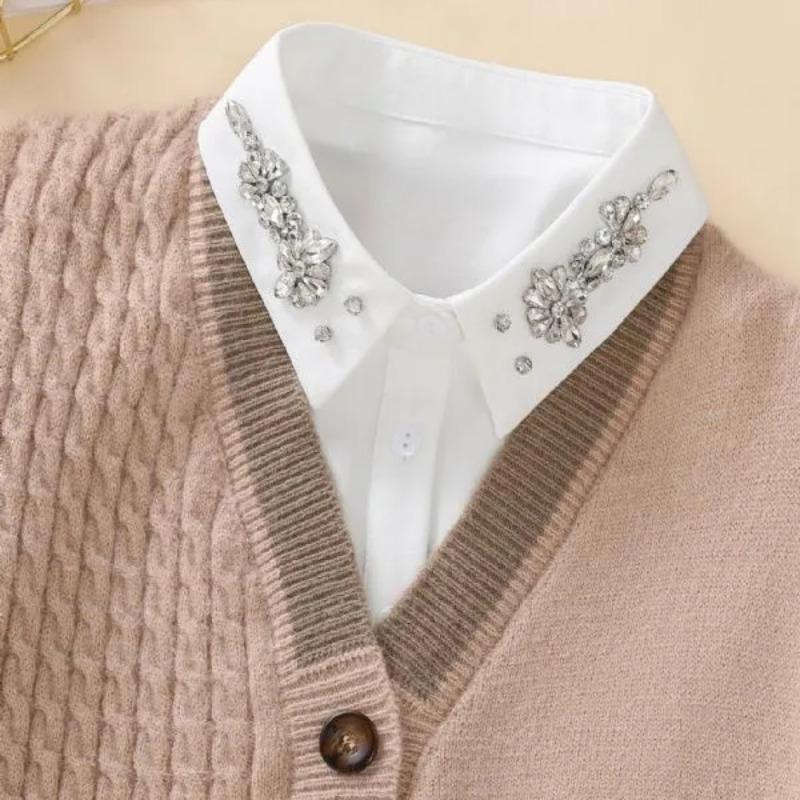 Fashionable Handmade Beads Detachable Collar for Women Shirt False Collar Lapel Blouse Top Tie Neckwear Femme Fuax Cols