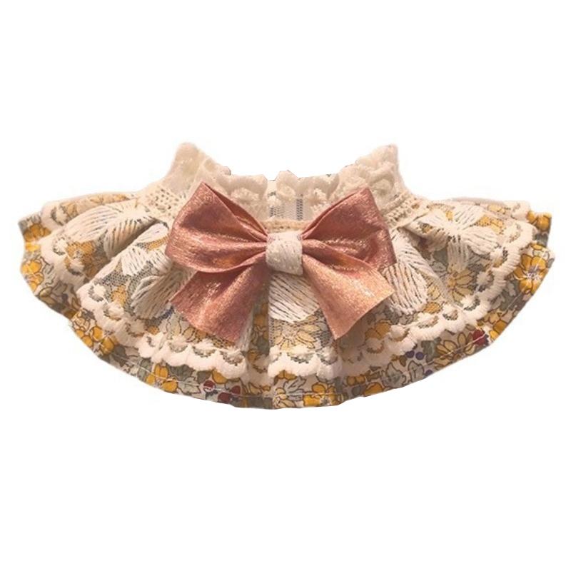 Fashion Lace Pet Bib Dog Pomeranian Bichon Scarf Adjustable Bowtie Organza Puppy Kitten Bib Cute Ruffle Floral Scarf CatProduct