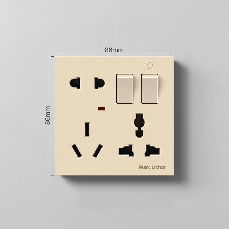 1PC 5pin Power Plug Two Or Three Plugs With 1Gang Switch Control Socket Universal Wall 86 Type Multifunctional Eight-Hole
