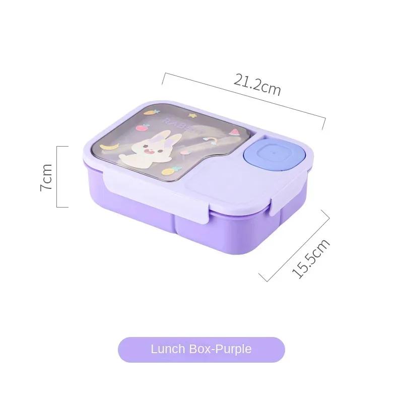 Bento Lunch Box For Kids Girls Cartoon Students Kawaii Cute Heated 3 Grid Sandwich Snack Food Box Special Canteen Food Storage