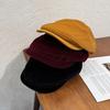 Solid Corduroy Classic Color Beret Cap With Warmth Sunshade For Winter Gift