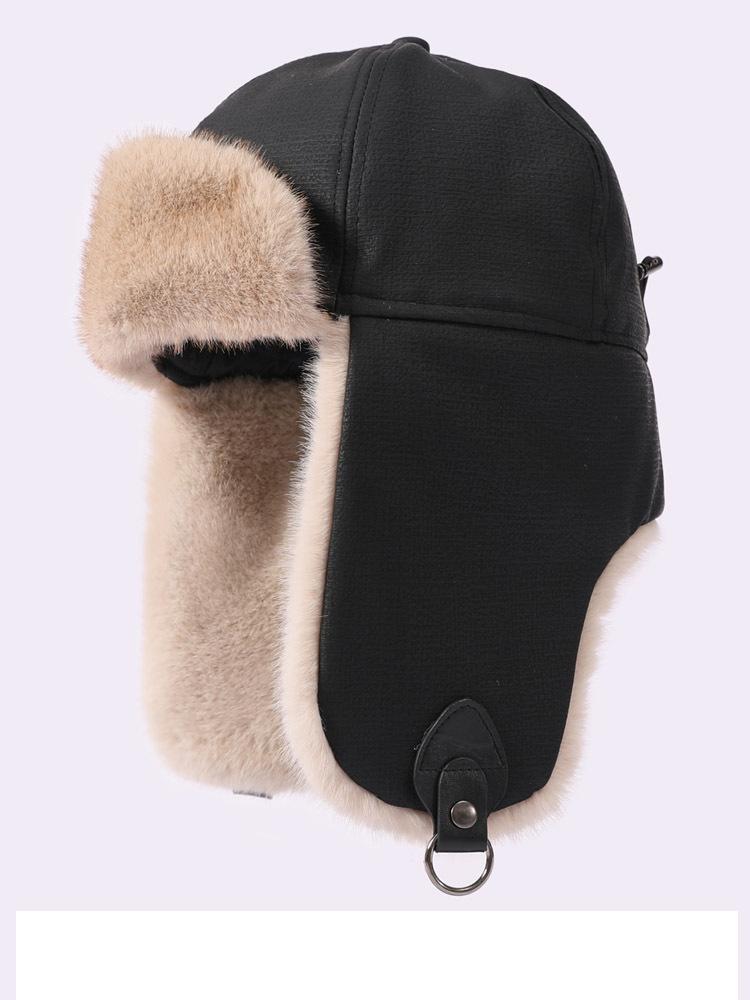 Imitation Fur Mink Hair Hat Female Fall and Winter Plush Fisherman Hat Khaki Senior Show Face Small Warm Ear Protection Lei Feng Hat