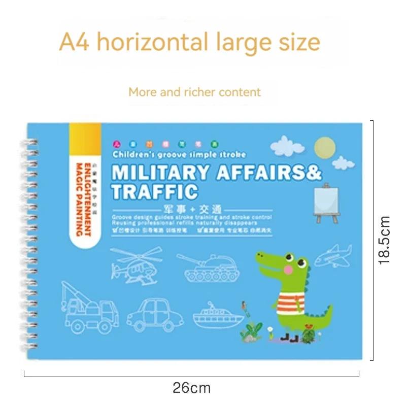 Learn Paining Drawing Chinese English Book Copybooks with Disappearing Ink Pen, Improve Learning Education Books for Kid School