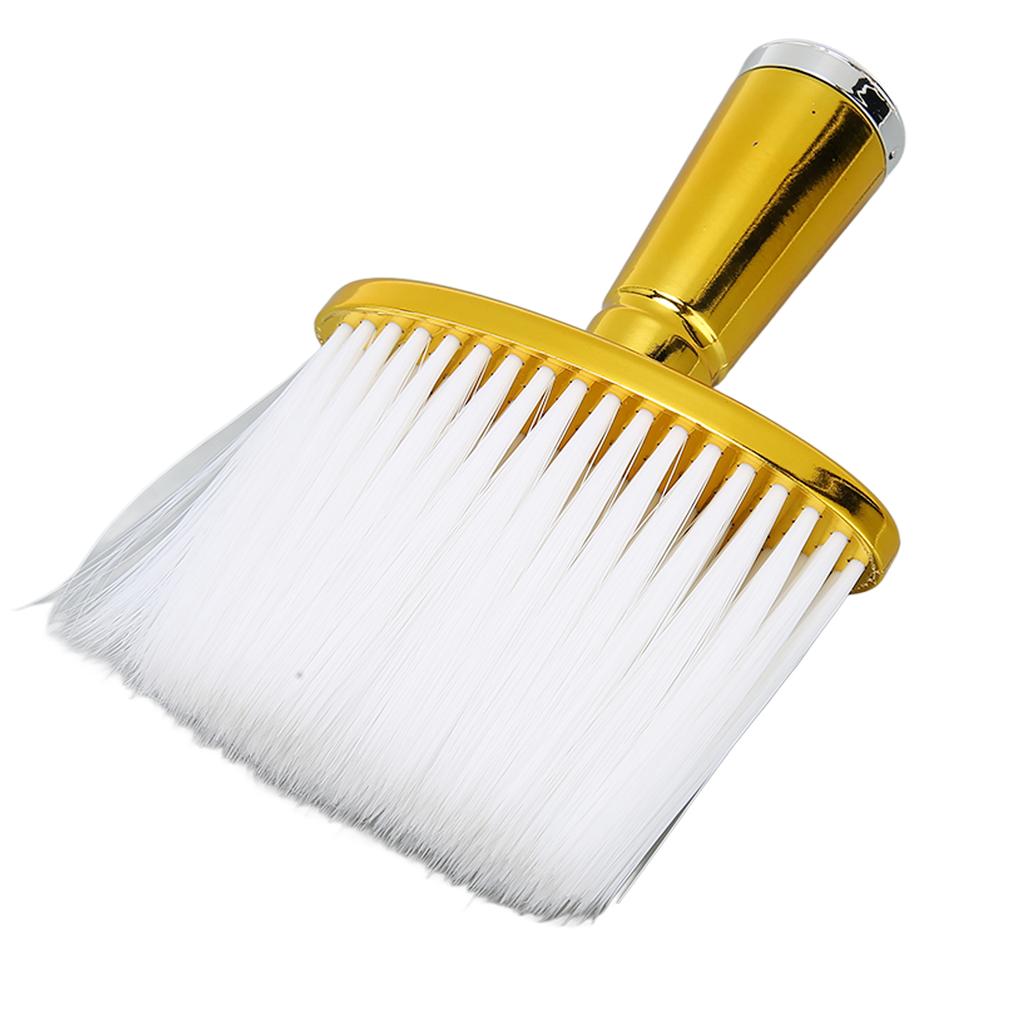 Neck Face Duster Brush Remove Loose Hair Soft Neck Duster with Electroplated Handle for Salon and