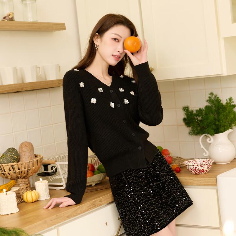 

Sancai Plus Size V-Neck Floral Knitted Cardigan XL 170/96B