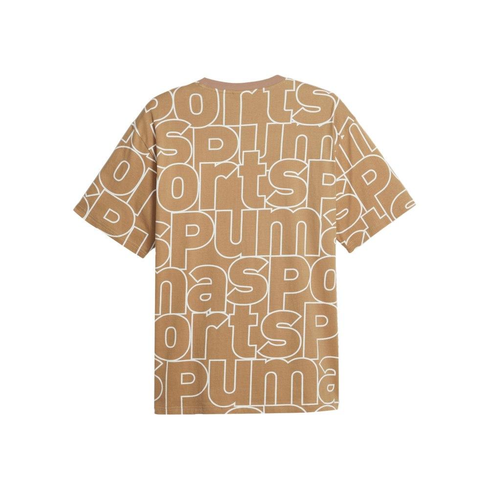 Men's PUMA AOP T-Shirts Men's Dark Camel Crew Neck Moderate Straight Fit