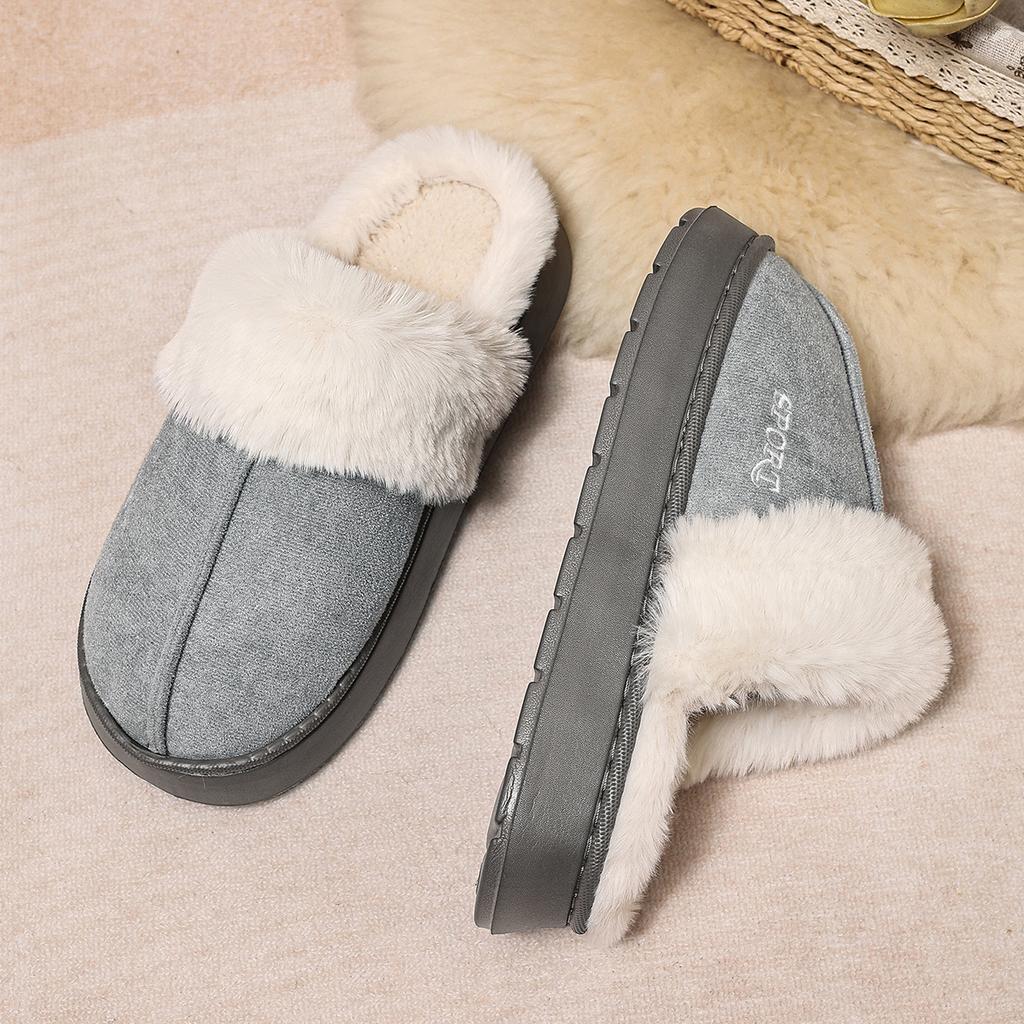 Warme kuschelige Hausschuhe für Damen | Winter Plüsch Indoor Outdoor Hausschuhe | Dicke Plattform rutschfeste Schlupfschuhe