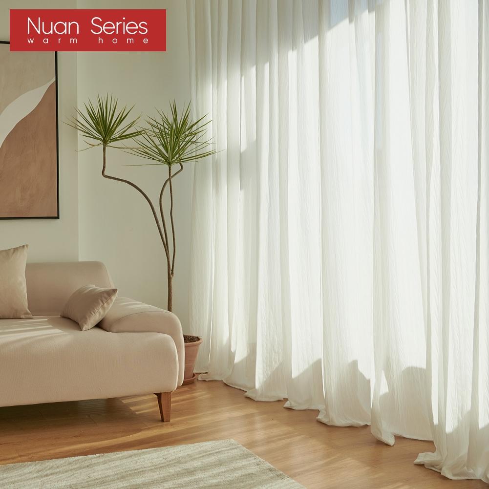 1 шт. белая морщинистая текстура прозрачная ткань модернизированная тюль оконная — фото 6