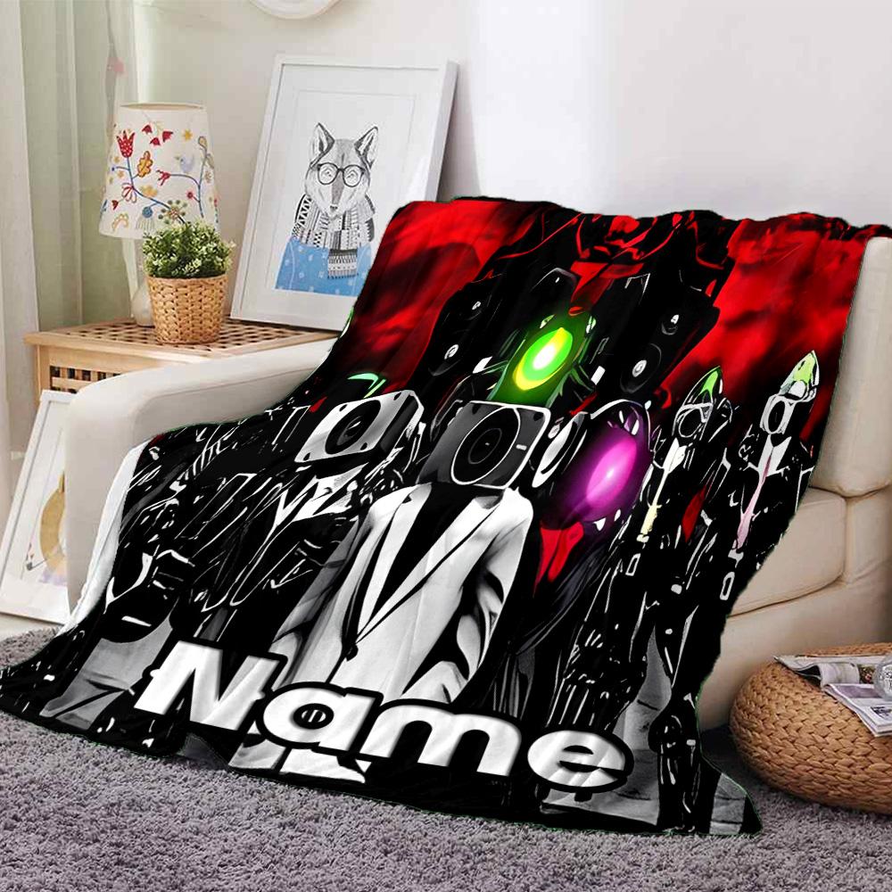 Customiz Name Personality Skibidi Toilet Blanket Soft &Warm Sofa Office Bed Travel Lunch Break Blanket, Gift Suitable All Seasons