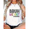 European Size Women'S White 'BRUH WE OUT' Leopard Print Graphic T-Shirt - Retro Streetwear Loose Fit Short Sleeve Round Neck Top