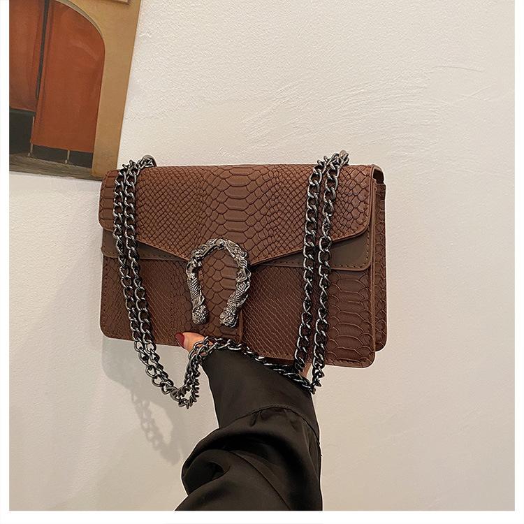 

Сумка жіноча сумка Європейська та американська ретро мода атмосферна сумка через плече на ланцюжку жіноча сумка кам яна текстура жіноча сумка темно-коричневого кольору