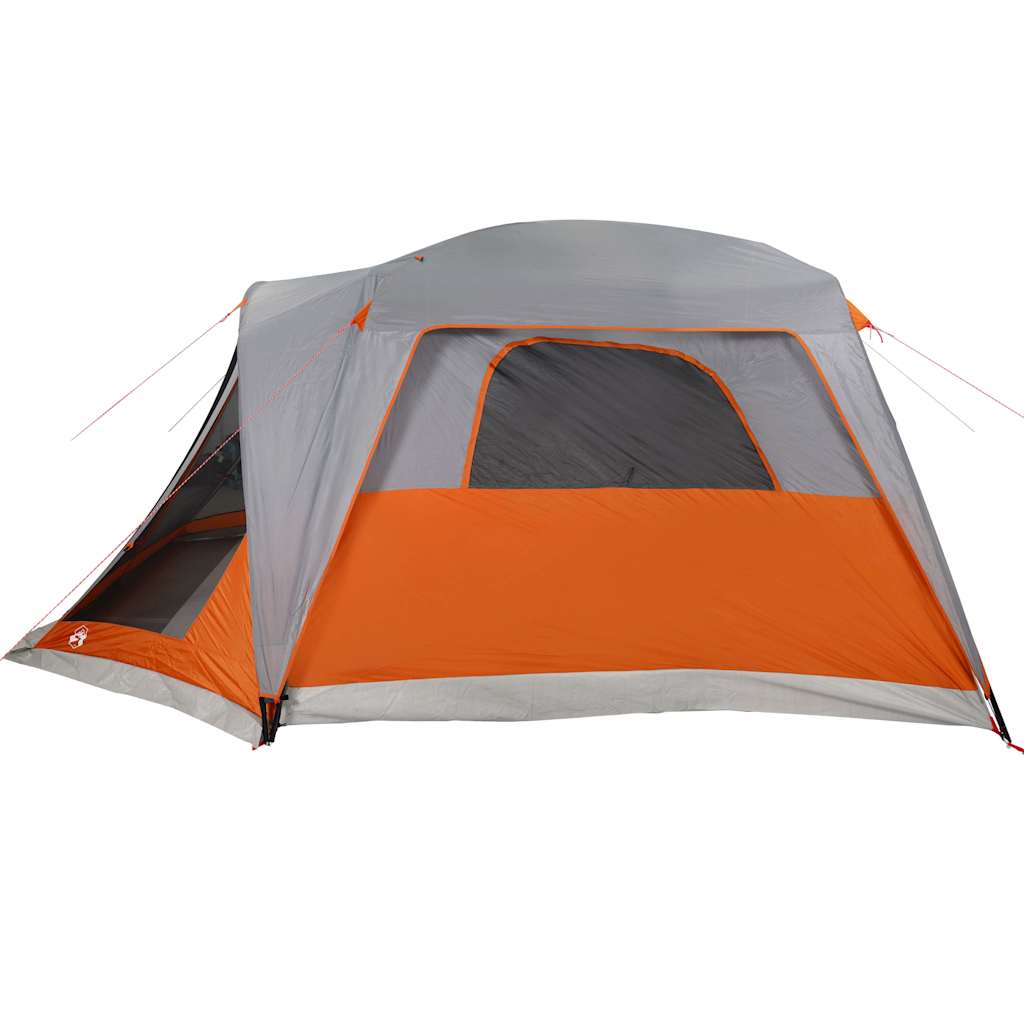 Family Tent with Porch 6 Person Gray and Orange Waterproof