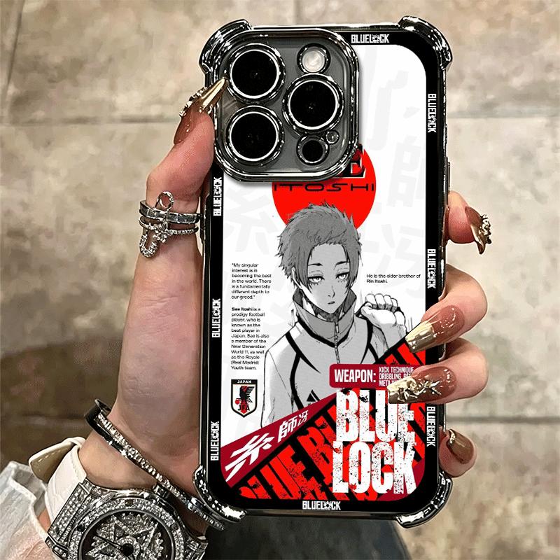 Anime Blue L-Lock Manga Soft Phone Case For iPhone 15 16 17 Air 14 Pro Max 16E Plus 13 12 Mini Plating Anti-Fall Fundas