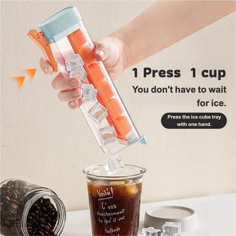Eco-Friendly 6-Cell Ice Cube Mold One-Press Easy Out Silicone Ice Tray With Container Quick Freeze Diy Maker For Home Kitchen