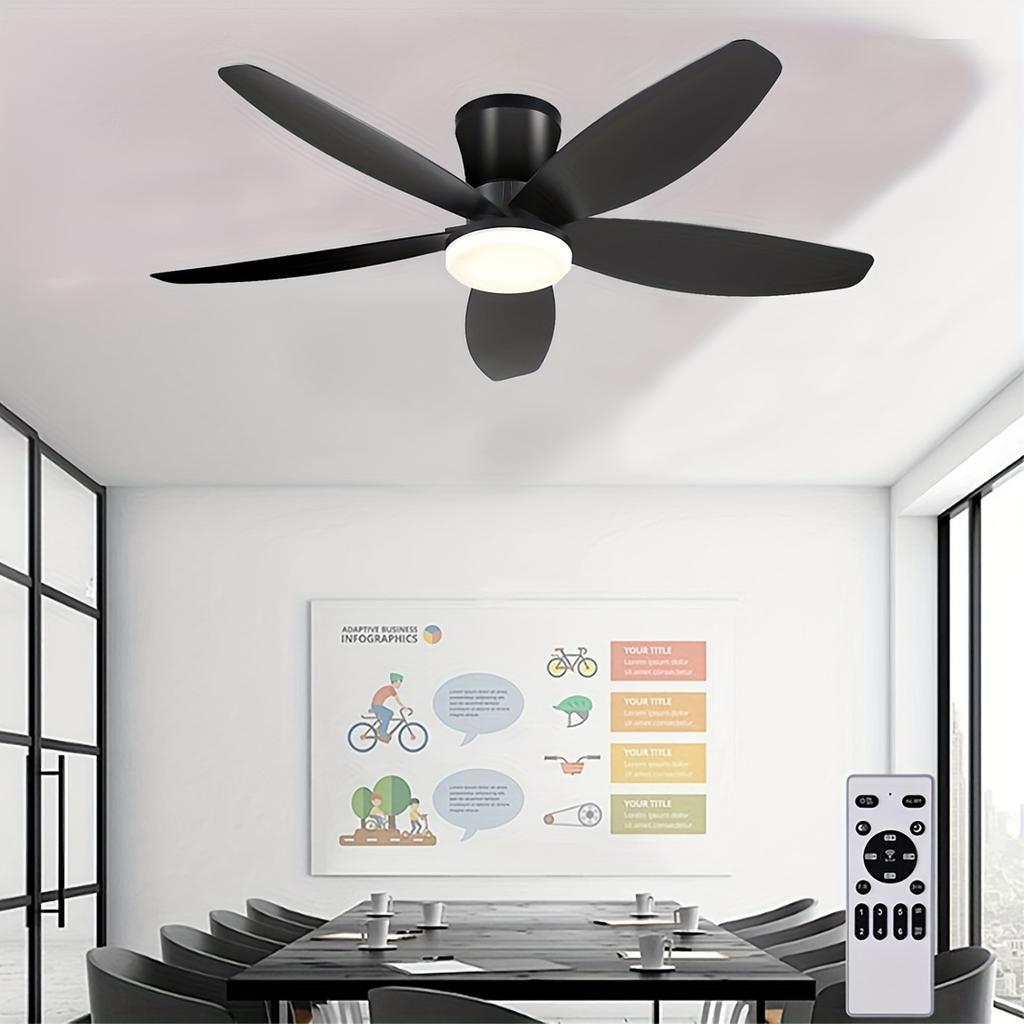 Intelligent ceiling fan, low profile ceiling fan with light and remote/APP control, embedded installation, suitable for bedrooms