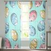 Easter Egg Blue Background Tulle Curtains for Living Room Bedroom Voile Sheer Curtain Window Home Decor Drapes