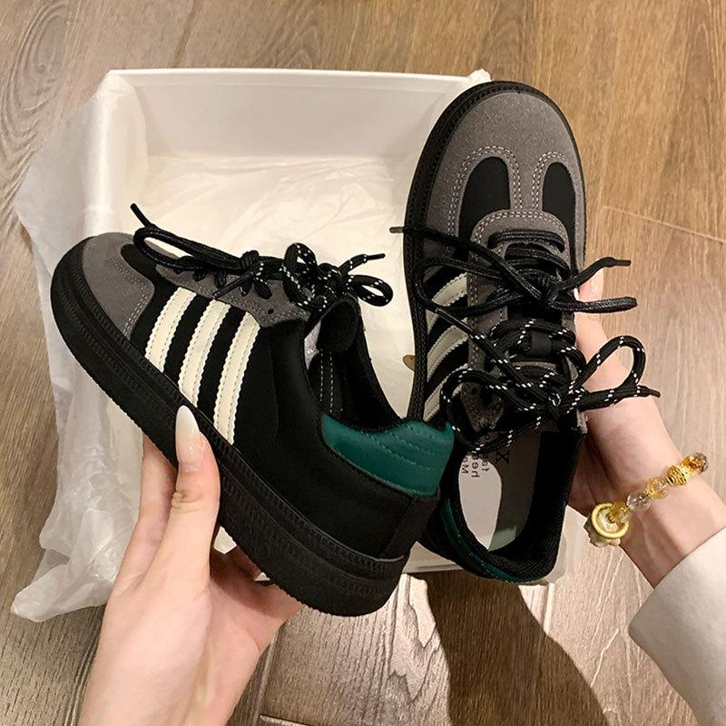 Versatile American Forrest Gump Sports and Leisure Board Shoes Women's 2025 Spring and Autumn New Retro Platform Black German Training Shoes