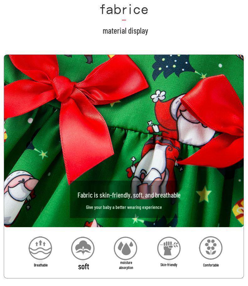 Tuta-vestito da neonata per Natale con testa di Babbo Natale - Pezzo unico a maniche lunghe per bambina Autunno/Inverno