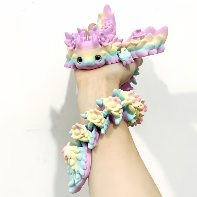 3D Printed Articulated Salamander Dragon Craft Creative Animal Figurine Desktop Ornament for Home Office Decor Collection
