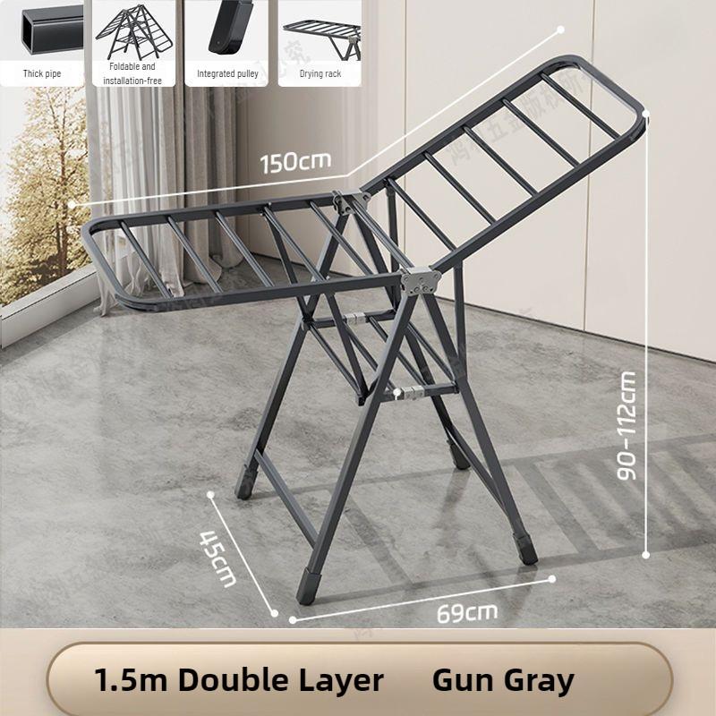 Foldable Clothes Drying Rack Laundry Rack Stainless Steel Thickened Drying Rack Household Indoor Balcony Baby Cool Hanger