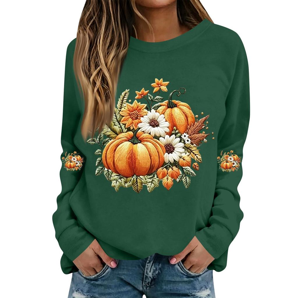 Women's Casual Long Sleeve Halloween Print Neck Top