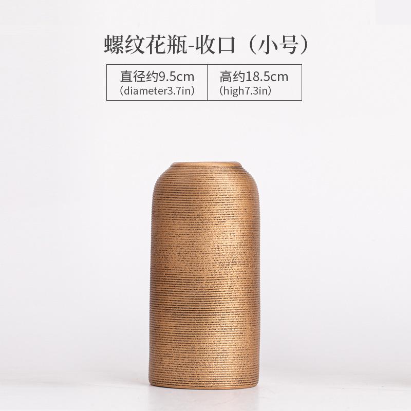 

Handmade Brushed Gold Threaded Ceramic Vase Flower Pot Plants Basket Nordic Wedding Decorative Dining Table Home For Decoration