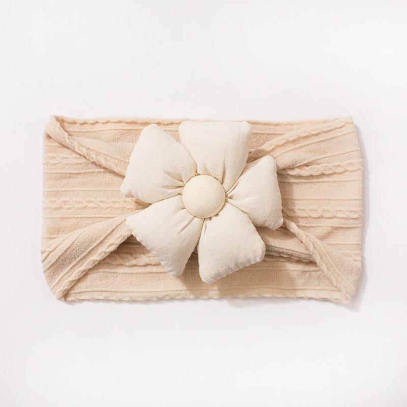 New solid color jacquard children's headband, cute five-petaled flower baby headscarf, thin soft baby hair accessories