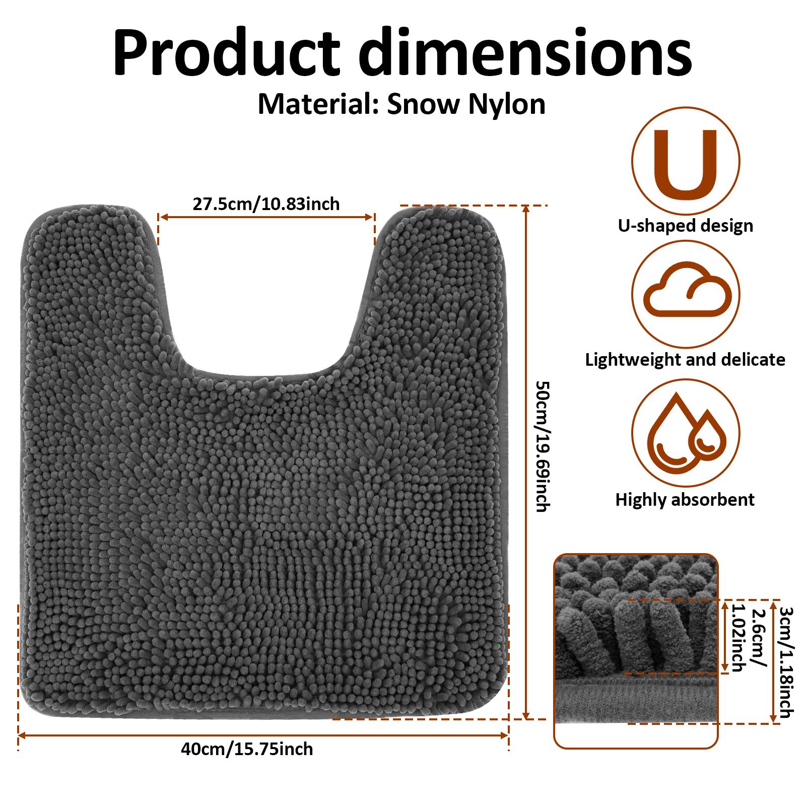 

U Shaped Toilet Rugs Soft Absorbent Chenille Bathroom Toilet Mat 16x20inch Machine Washable Non Slip Bathroom Rug Home Plush Rug