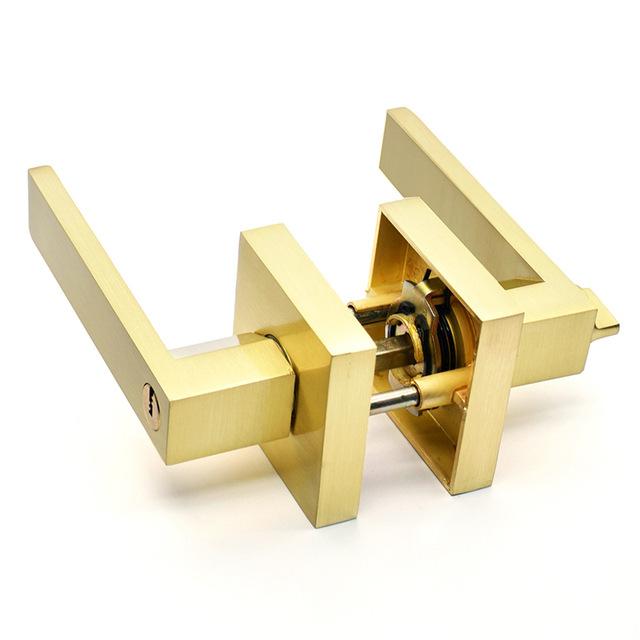 Black Door Handle Door Handle Lock Square Channel Privacy Mask Interior Bedroom Room Bathroom Three-Bar Spherical Lock Home Lock