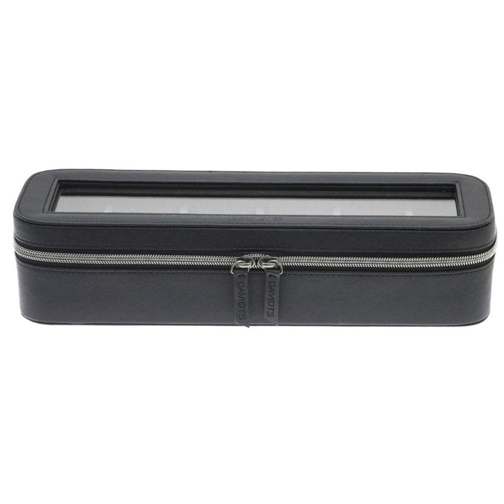 Davidt's [Q9139] - Black 'Zip'n Go' Zipped Watch Box (6 Watches) - 32.5x10.5x7.5 Cm