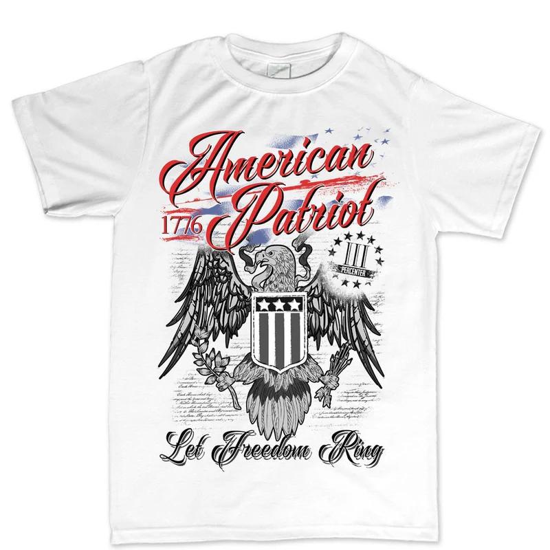 Eagle American Patriot Cotton TShirt Classic Casual Gym Fit Patriotic White Unisex 2XL
