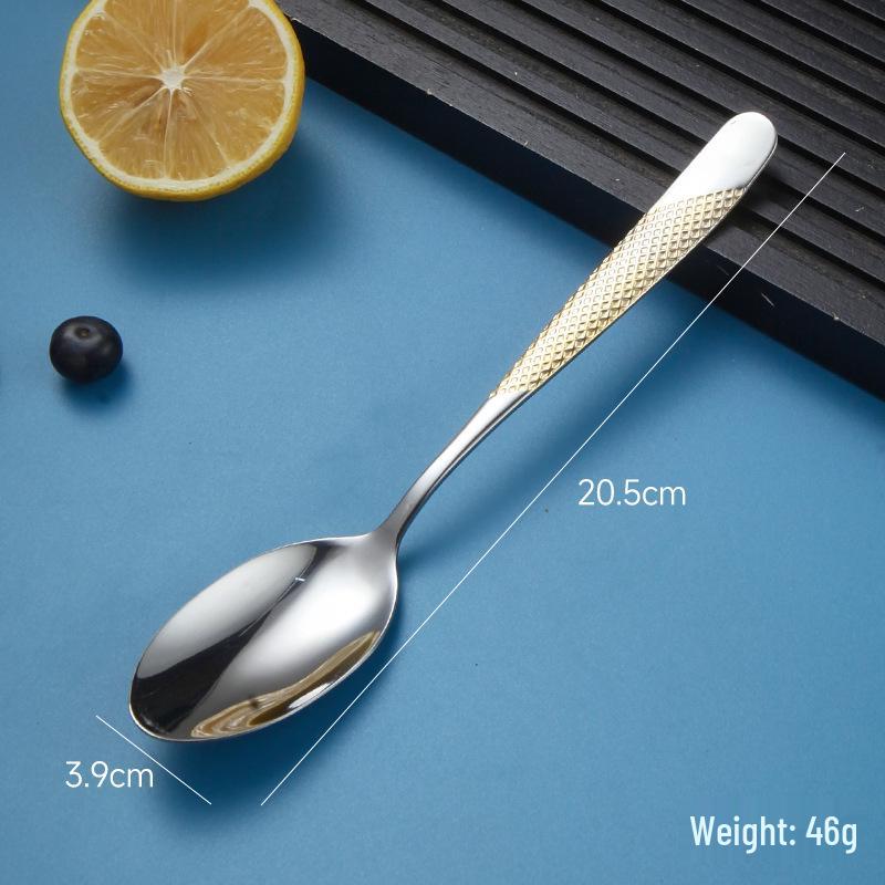 European Stainless Steel Four-Piece Cutlery Set: Star Diamond Steak Knife, Fork, and Coffee Spoon