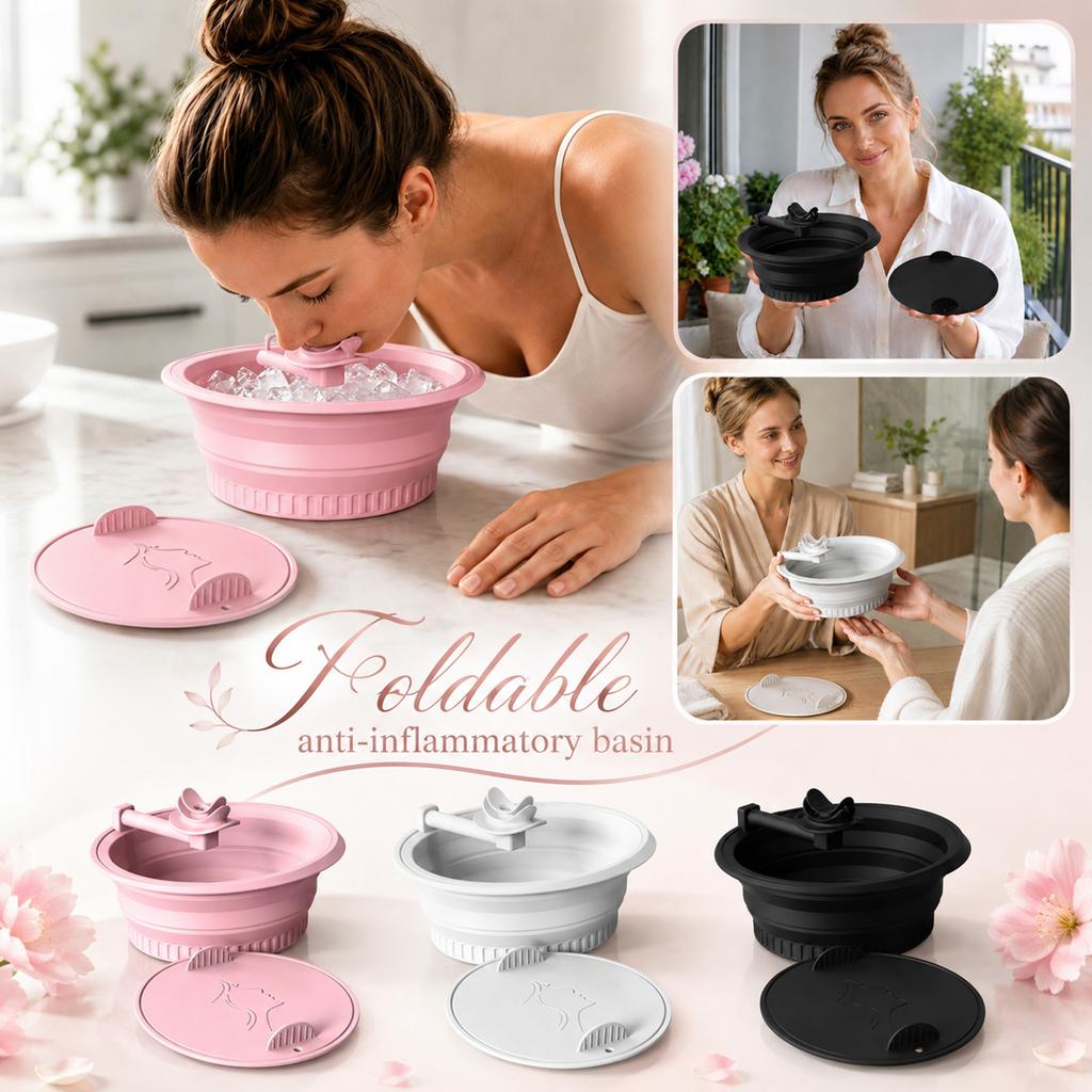 Bassin de Refroidissement Facial Pliable Bol Apaisant pour le Visage en Silicone Pliable avec Couvercle et Support pour Glaçons pour la Cryothérapie et les Soins de la Peau