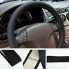 DIY Faux Leather Kierownica Samochodowa Auto Decor Pokrywa Z Igłami Nici Czarna