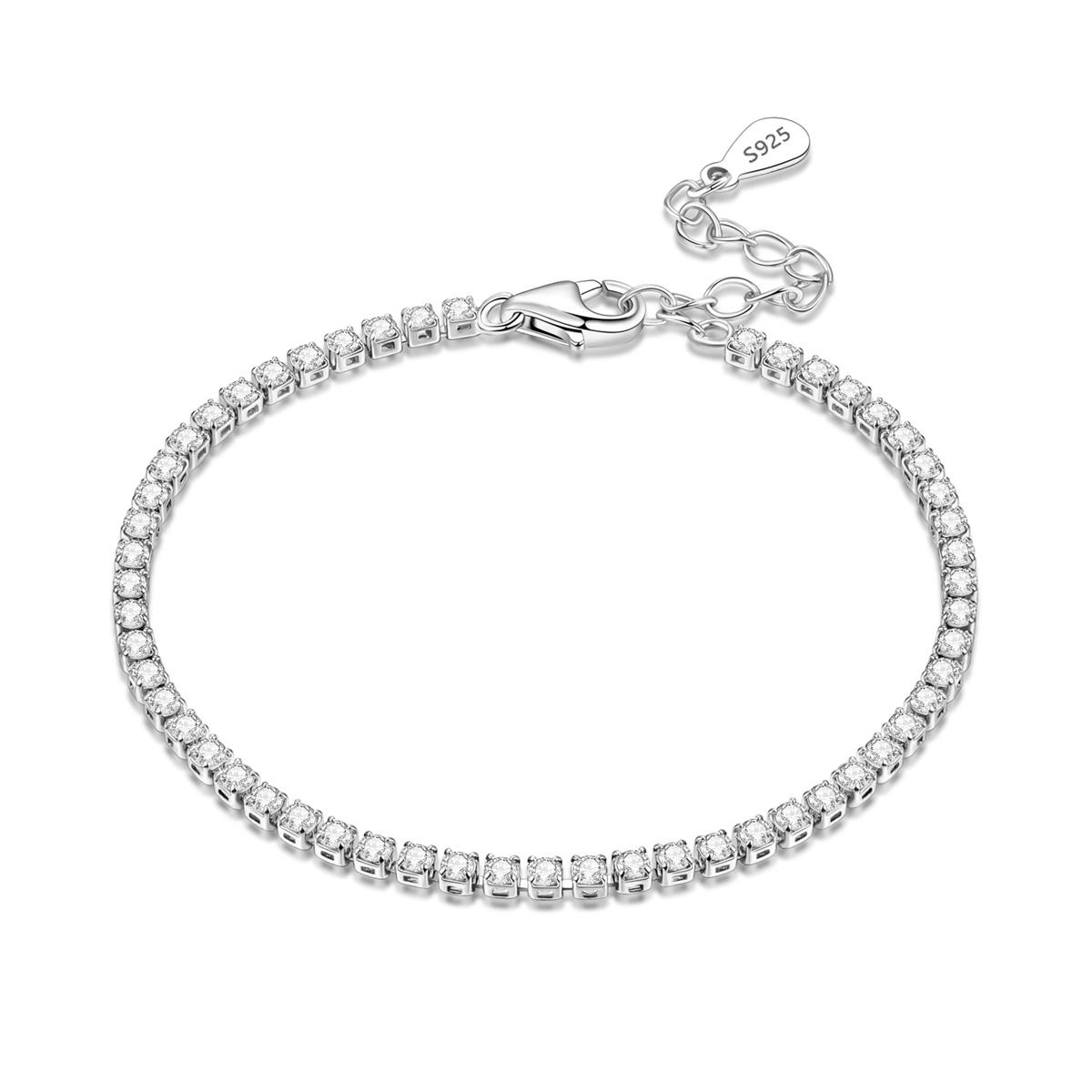 S925 Silver Bracelet Zircon Women Fashion Simple Engagement Wedding Charm Jewelry For Women Birthday