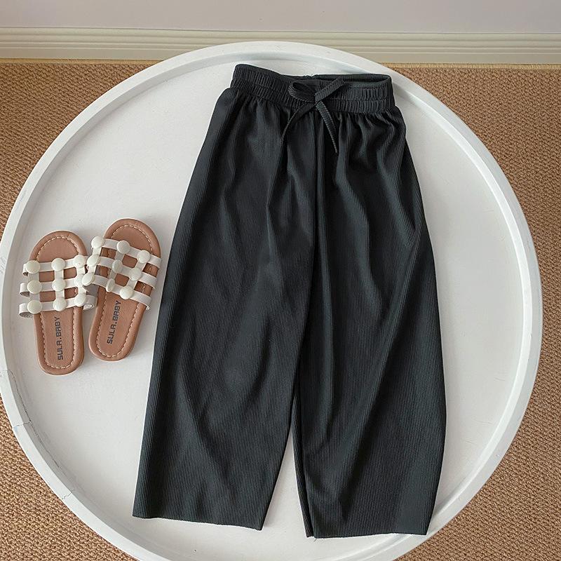 Girls' Ice Silk Wide Leg Pants Summer Korean Children's Loose Pants Baby Elastic Casual Pants