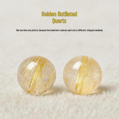 Golden Rutilated Quartz Round Beads for Handmade Bracelets