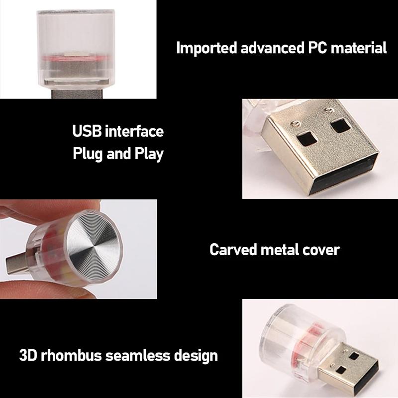 Mini USB Car Ambient Light Colorful Flash LED Portable Atmosphere Lamp Party Flash Auto Interior Decorative Lighting Plug Play