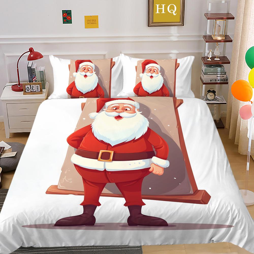 

Santa Claus 3D Printed Polyester Pillowcase Quilt Cover Two Or Three Piece Set EU Single 135*200