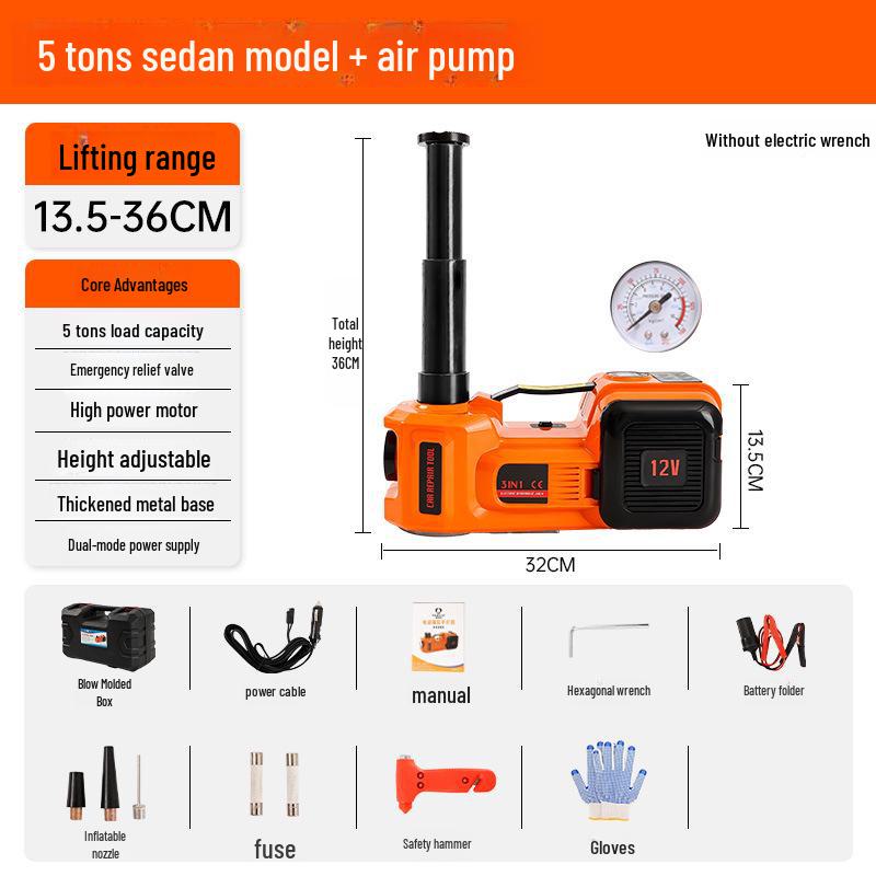 Electric Hydraulic Jack & Wrench with Air Pump for Cars and SUVs