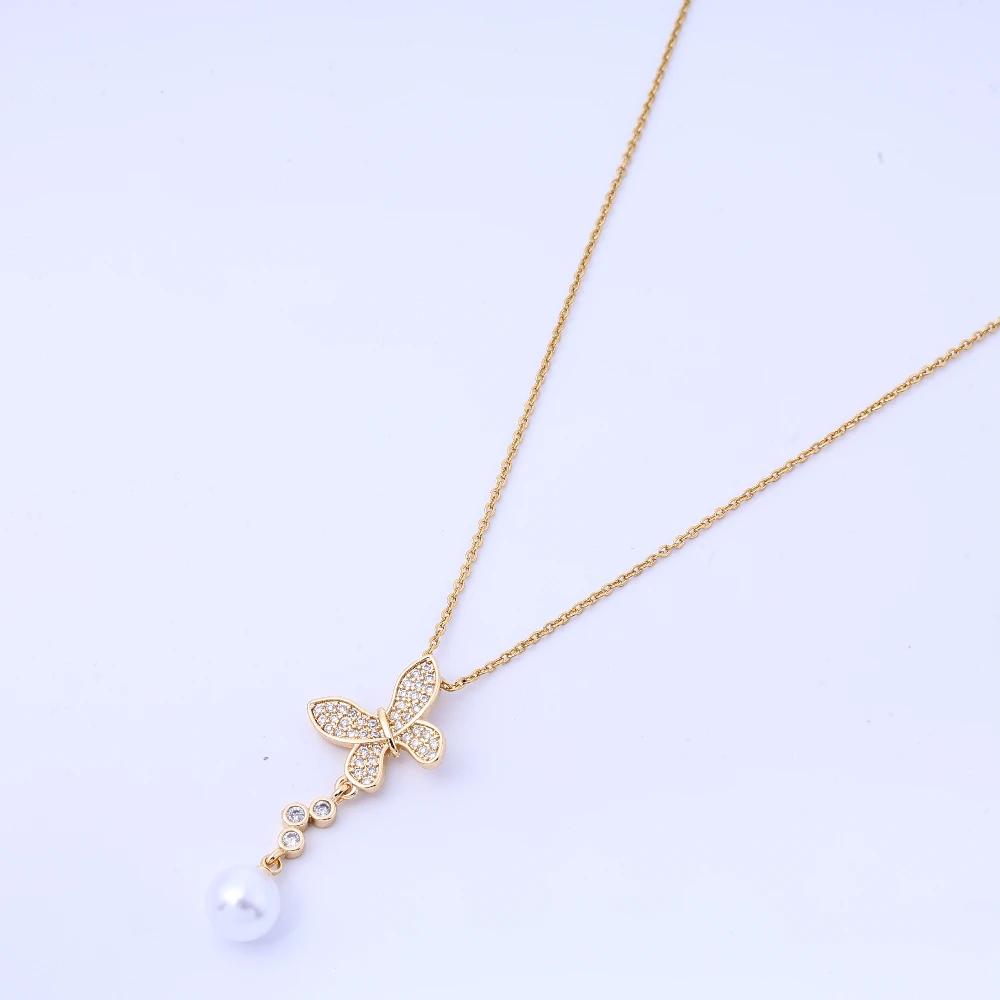 Butterfly Necklace Women's Copper Zirconium Micro Inlaid Zircon Collarbone Chain Fashionable and Simple Temperament Necklace Wom