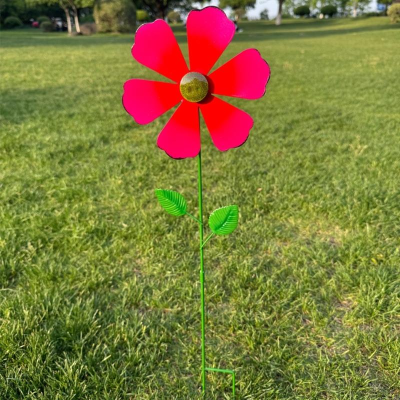 Metal Wind Spinner Stake Sculpture Ornaments For Outdoor Garden Yard Decoration Birthday Gift Easy Ground Installation