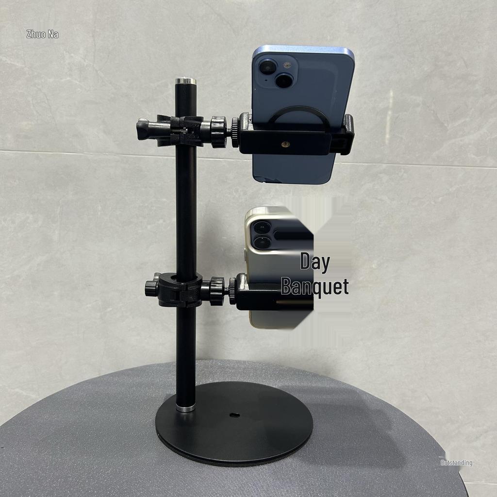 Dual Camera Live Broadcast Stand with Overhead Shooting for Universal Mirrors